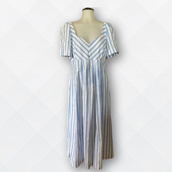 a new day Dresses & Skirts - 🆕 A New Day Women’s Puff Sleeve Midi Dress – Blue/White Stripe – NWT 💙🤍